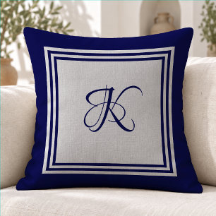Elegantes blau-graues quadratisches Muster Anfangs Kissen