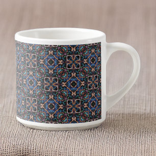 Elegantes Blau Grün Teal Kupfer geometrisches Must Espressotasse