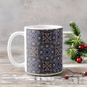 Elegantes Blau Grün Türkis Kupfer Geometrisches Mu Kaffeetasse