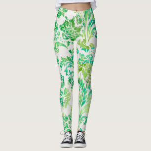Elegantes Blau, Grün und Gelb-Damaskus-Muster Leggings