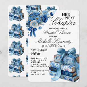 Elegantes Blau Ihr Nächstes Kapitel Brautparty  Einladung