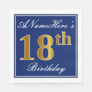 Elegantes Blau, Imitat-Gold18. Geburtstag; Serviette