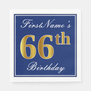 Elegantes Blau, Imitat-Gold66. Geburtstag; Serviette