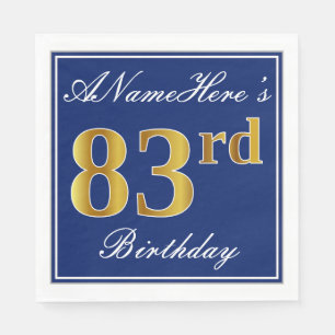 Elegantes Blau, Imitat-Gold83. Geburtstag; Serviette