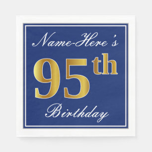 Elegantes Blau, Imitat-Gold95. Geburtstag; Serviette