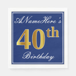 Elegantes Blau, Imitate Gold 40. Geburtstag; Indiv Serviette