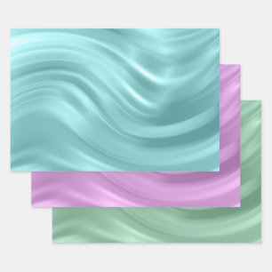 Elegantes Blau Lila Aquamarines Swirl-Muster Chic Geschenkpapier Set