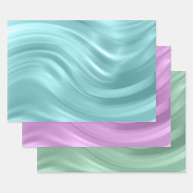 Elegantes Blau Lila Aquamarines Swirl-Muster Chic Geschenkpapier Set (Set)