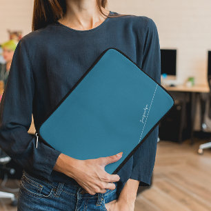 Elegantes Blau mit Name Laptop Sleeve
