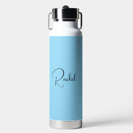 Elegantes Blau mit Namen und Initiale Trinkflasche