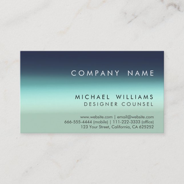 ELEGANTES BLAU PROFESSIONELLES METALL MODERNES VISITENKARTE (Vorderseite)