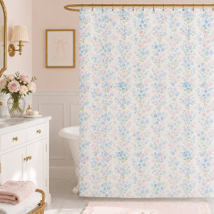 Elegantes Blau Rosa Floral Duschvorhang