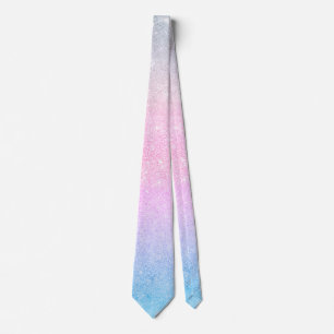 Elegantes Blau Rosa Silver Glitzer Design Krawatte