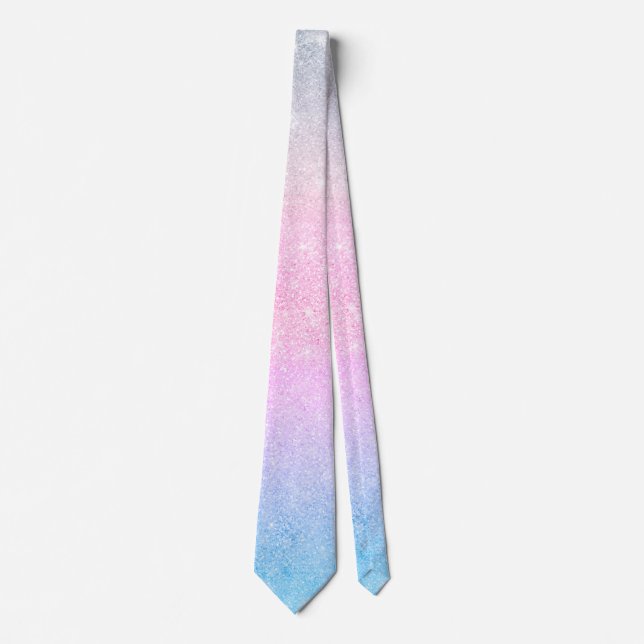 Elegantes Blau Rosa Silver Glitzer Design Krawatte (Vorderseite)