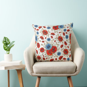 Elegantes Blau, Rot und Gold erinnern an Poppies Kissen