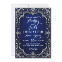 Elegantes Blau Silber 25. Jubiläum