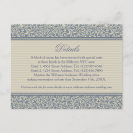 Elegantes Blau und Beige Muster für Hochzeiten Det Postkarte