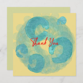 Elegantes Blau und Beige Wasserfarbe Abstrakt Art Dankeskarte