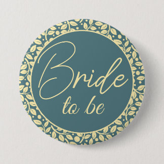 Elegantes Blau und cremefarbene Leaf Button