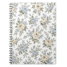 Elegantes Blau- und Elfenbein-Blumenmuster