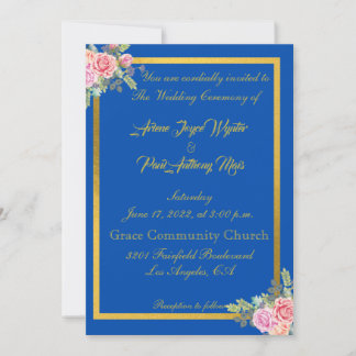 Elegantes Blau und Gold Einladung