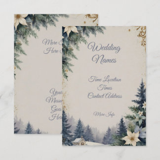 Elegantes Blau und Gold Winter Weihnachten Einladung