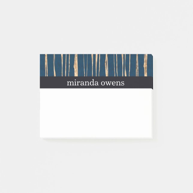 Elegantes Blau und Imitate Post-it Klebezettel (Vorderseite)