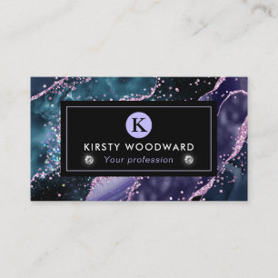 Elegantes Blau- und Lila-Glitter-Achat  Visitenkarte