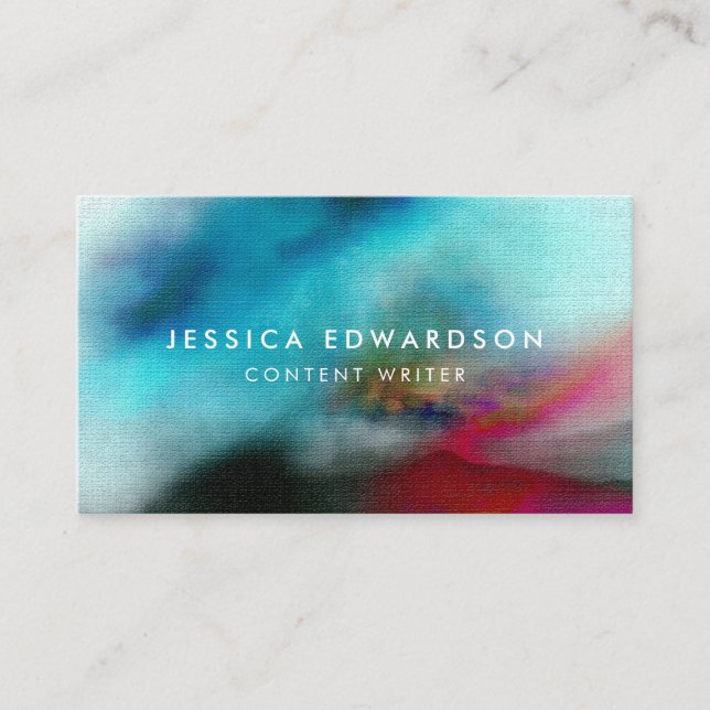 Elegantes Blau und Rote Wasserfarbe Abstrakt Visitenkarte (Vorderseite)