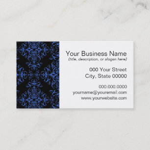 Elegantes Blau- und Schwarz-Floral Damask Style Mu Visitenkarte