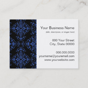 Elegantes Blau- und Schwarz-Floral Damask Style Mu Visitenkarte