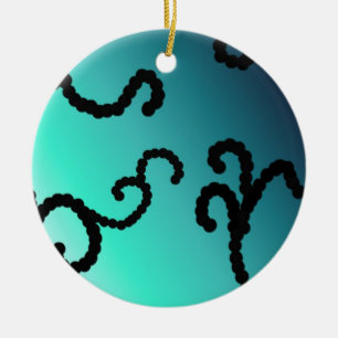 Elegantes Blau und schwarzes Perlenwirbelmuster Keramikornament