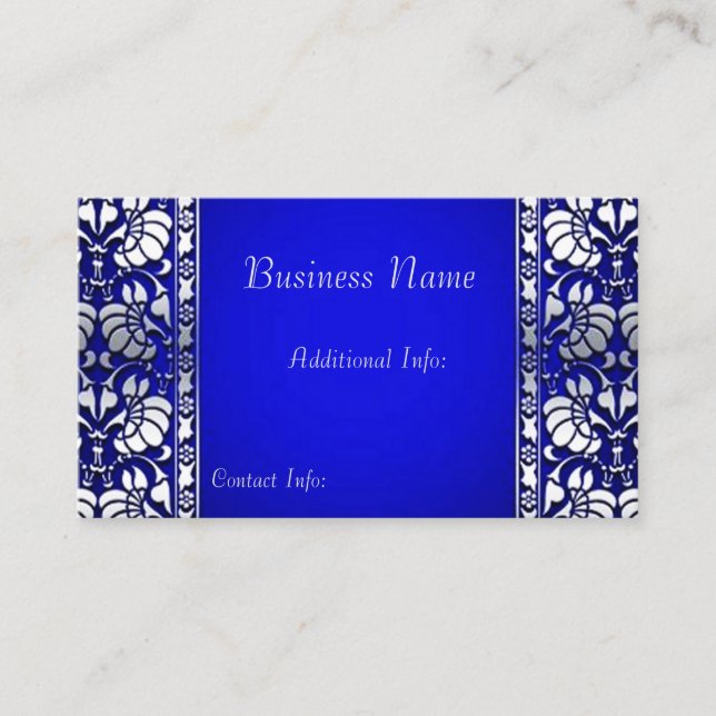 Elegantes Blau und Silber horizontal Visitenkarte (Vorderseite)