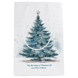 Elegantes Blau und Silber Winter Wonderland Mittlere Geschenktüte