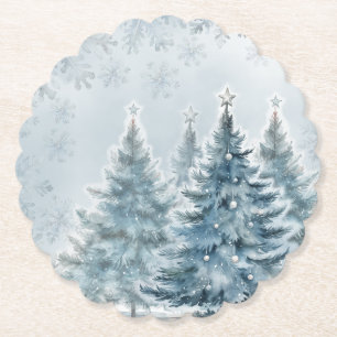 Elegantes Blau und Silber Winter Wonderland Untersetzer
