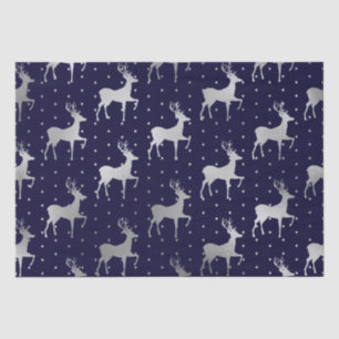 Elegantes Blau- und Silberfolien-Rentier-Weihnacht Seidenpapier