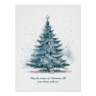 Elegantes Blau und Silver Winter Wonderland Poster