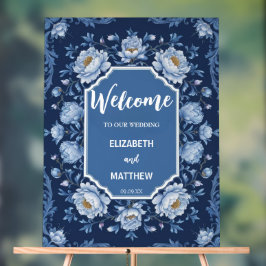 Elegantes Blau und Weiß Chinoiserie Antique Weddin Acrylschild