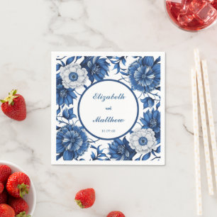 Elegantes Blau und Weiß Chinoiserie Antique Weddin Serviette