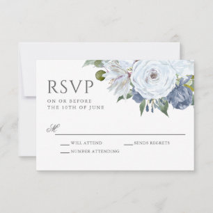Elegantes Blau und Weiße Wasserfarben UAWG RSVP Karte