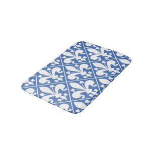 Elegantes Blau und White Fleur de Lys French Badematte