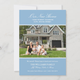 Elegantes Blau Unser neues Zuhause Foto Moving Ankündigung