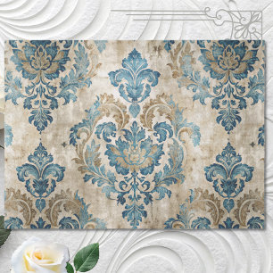 Elegantes Blau Vintage Blau Decoupage Seidenpapier