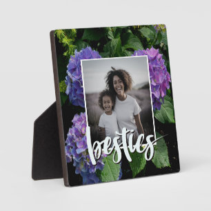 Elegantes Blau-Violett-Magenta-Grün-Blumen-Hortens Fotoplatte
