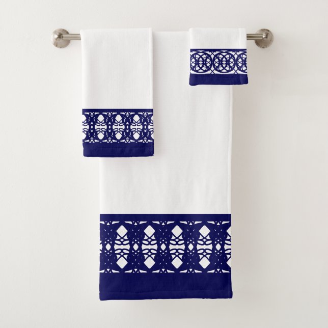 Elegantes Blau & Weiß Badhandtuch Set (Insitu)