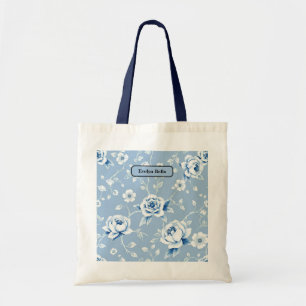 Elegantes Blau-Weiß-Chinoiserie-Motiv Tragetasche