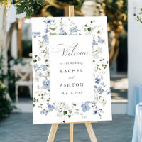 Elegantes Blau Weiß Grün Florales Hochzeits-Willko