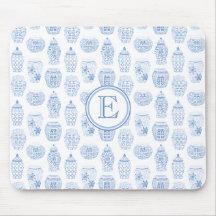 Elegantes Blau-Weiß-Ingwer-Jar-Monogramm