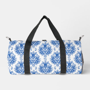 Elegantes Blau-Weiß-Mittelmeer-Damaskus-Muster Duffle Bag