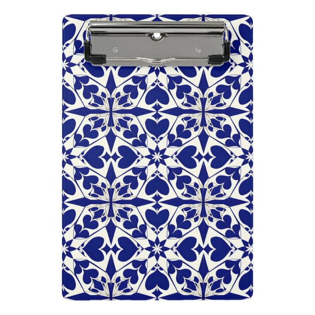 Elegantes Blau-Weiß-Muster Mini Klemmbrett (Vorderseite)